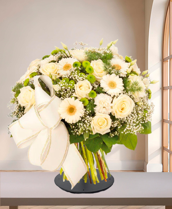 Bouquet funéraire — Blanc Champêtre, fleurs de deuil livrées à Lille